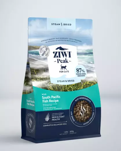 ZiwiPeak Nya Zeeland DAMPAD & TORKAD FISK 800g - Specialtorrfoder för katter - 9421038210055 - 1