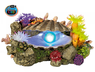 Nobby Aqua Ornaments Clam with Plants and LED Light Aquarium Decoration - Aquarium Decorations - 4033766286476 - 1